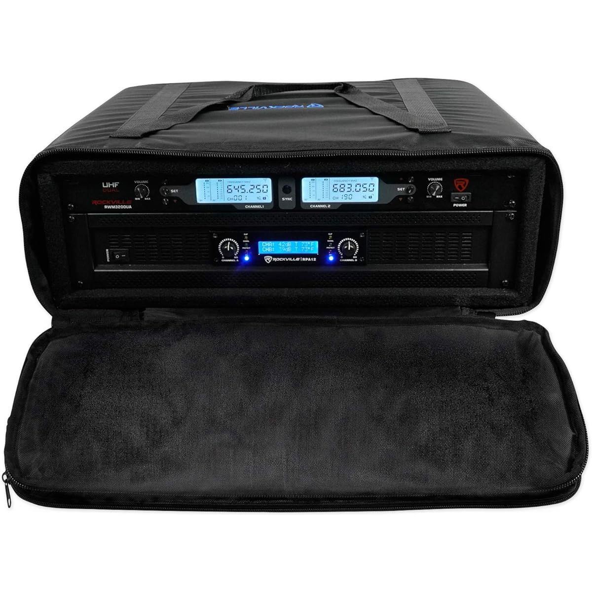 Rockville 3U Rack Bag Double Sided Case Depth 16 inches + Shoulder Strap (RRB35) Black