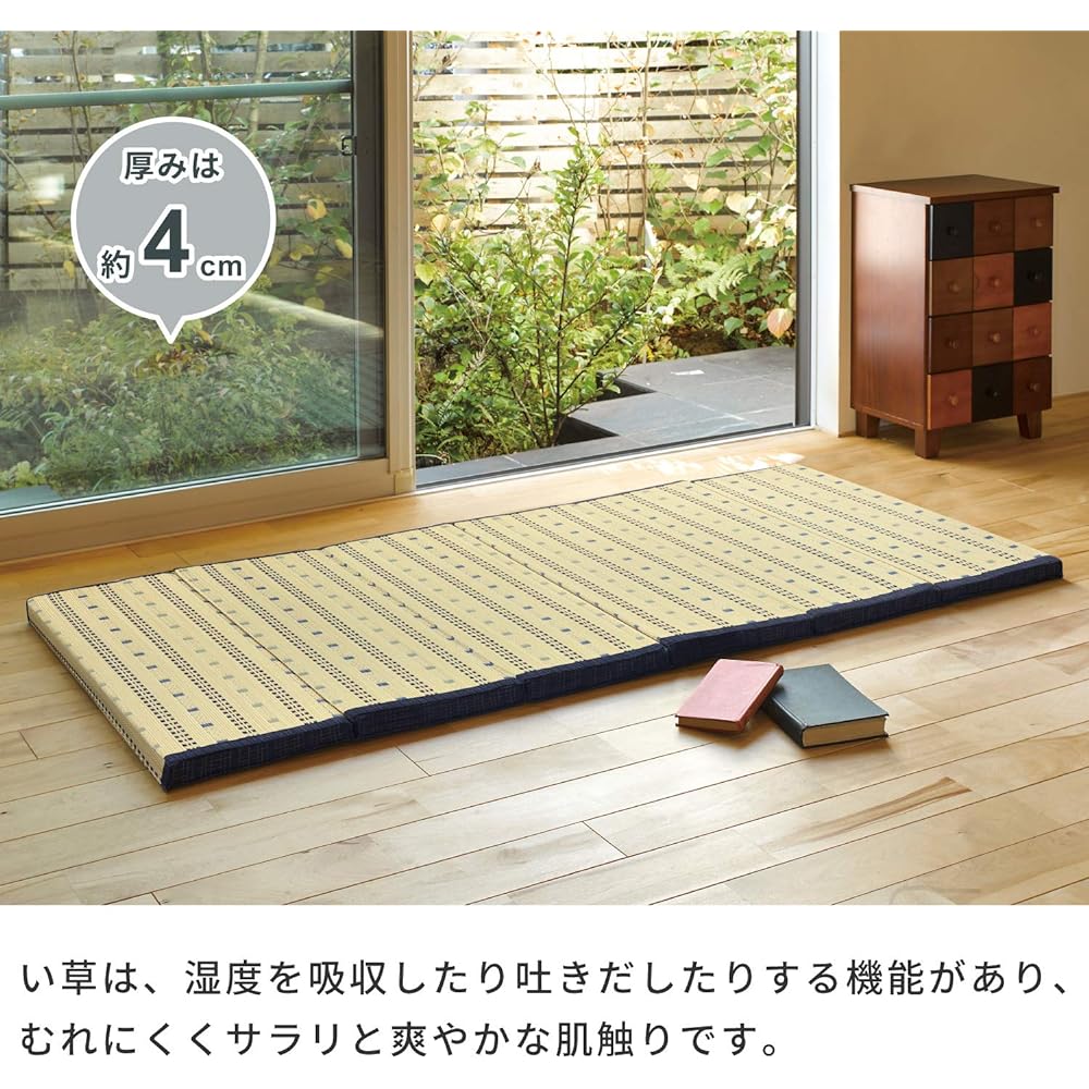 Hagiwara Igusa 6-Fold Mattress "Porco" Blue Approx. 80X180X4 Compact Storage 81922822