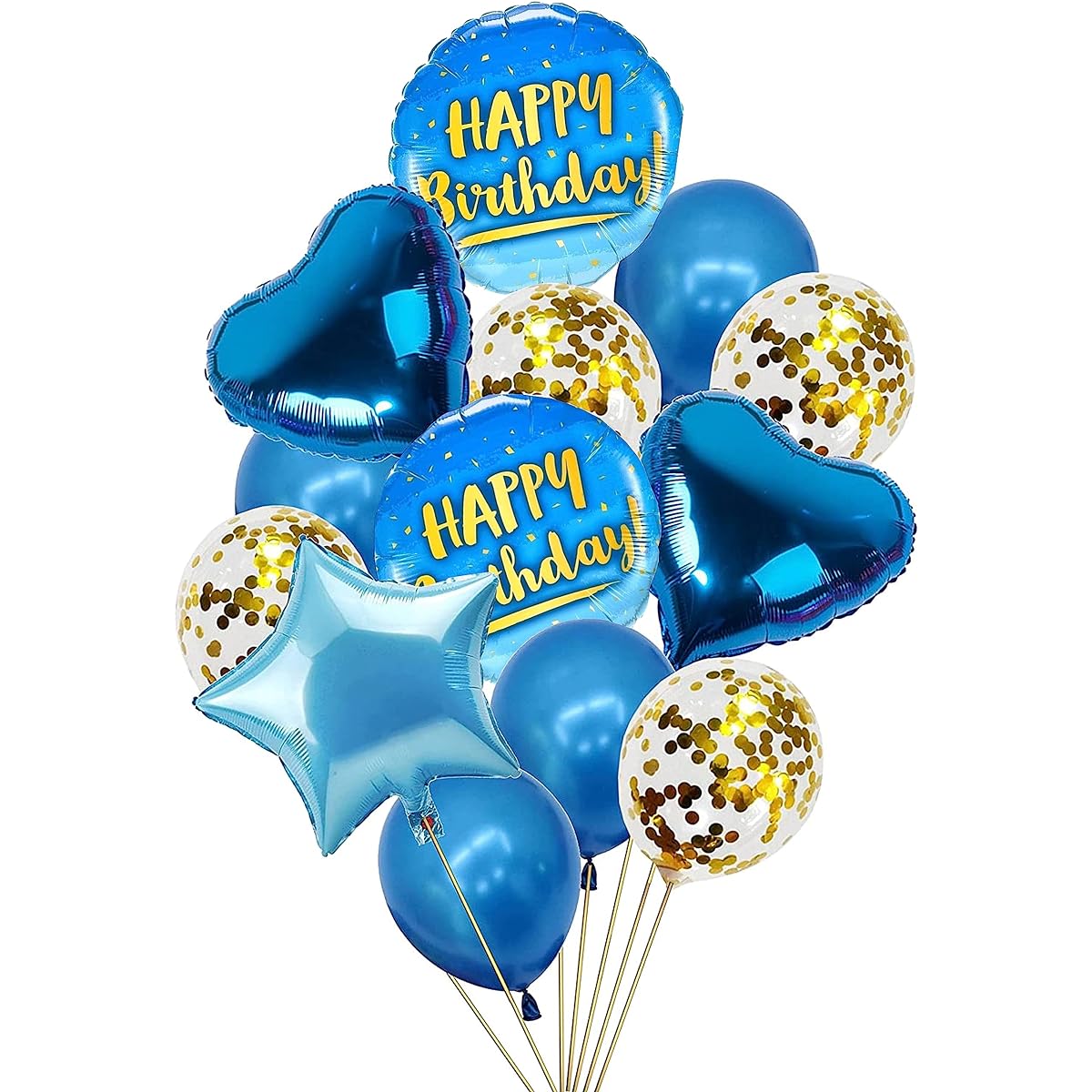 TOYXE Beautiful Birthday Balloon Bouquet Set Blue White 15 Pack