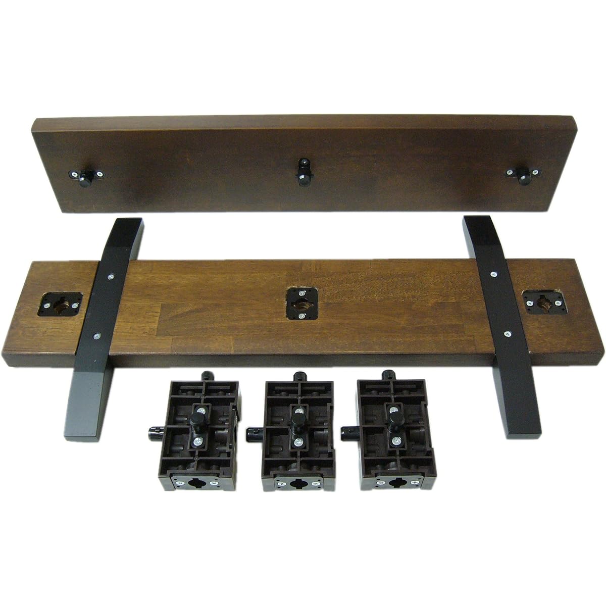 Auxiliary pedal for electronic piano "DigiPeta" footrest (brown) & pedal (pink) set