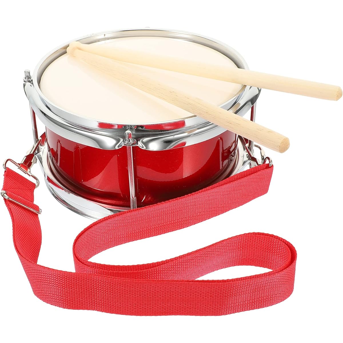 Vaguelly 9" Kids Drum with Mallet and Strap Snare Drum Wooden Percussion Musical Instrument Marching Drum Toy for Kids Ages 3+ Red