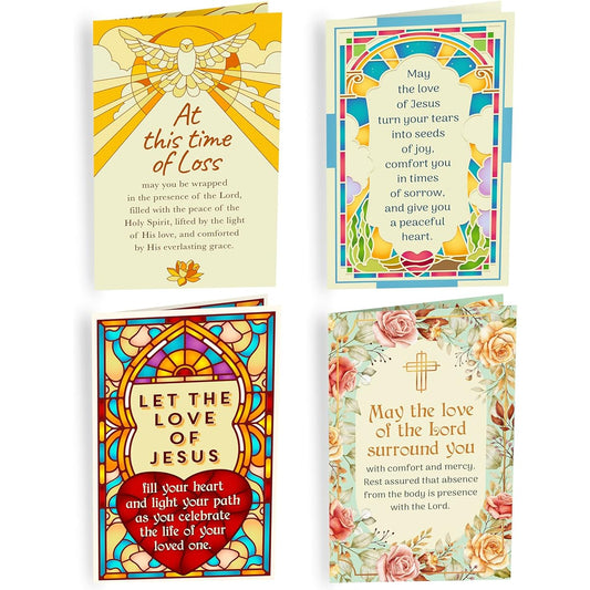 12 Pack Religious Sympathy Cards Prime Greetings Made in the USA on Eco-Friendly Thick Card Stock with Premium Envelopes 5" x 7.75" with Protective Envelopes