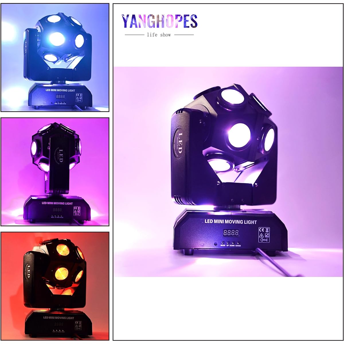Moving Head DJ Light Party RGBW LED Beam Light DMX 512 Strobe Light Sound Activated 360° Rotation Stage Lighting Equipment Event DJ KTV Disco Wedding Concert Festival