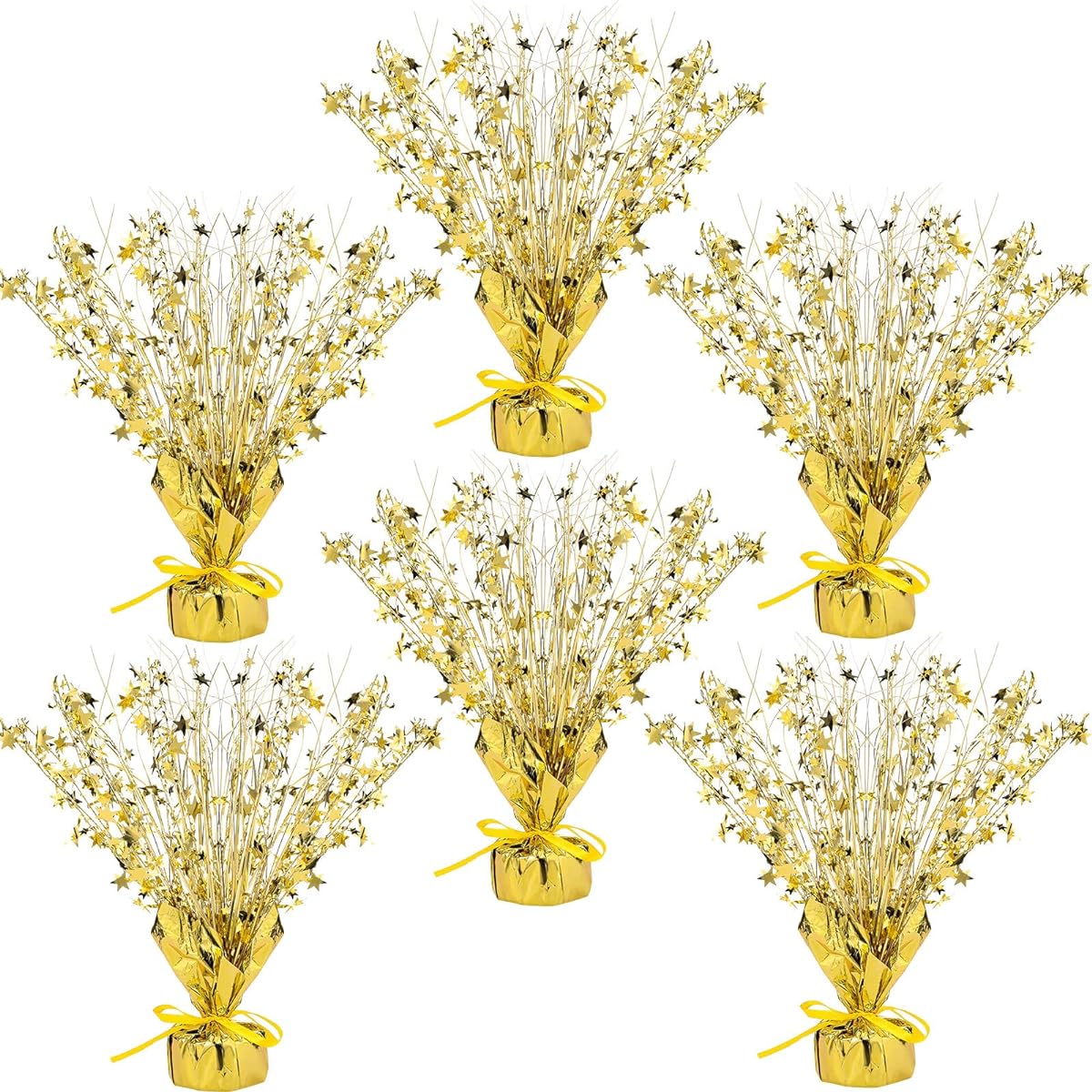Crowye Metallic Foil Spray Centerpiece Party Golden Star Foil Spray Centerpiece Table Decoration Burst Centerpiece Metallic Table Centerpiece Birthday Party Season Holiday (6 Pieces)