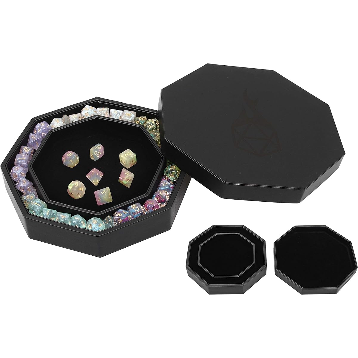 Forged Dice Co. Dice Tray Arena Rolling Tray and Storage for All Dice Games, Compatible with D&D RPG Games (Black)