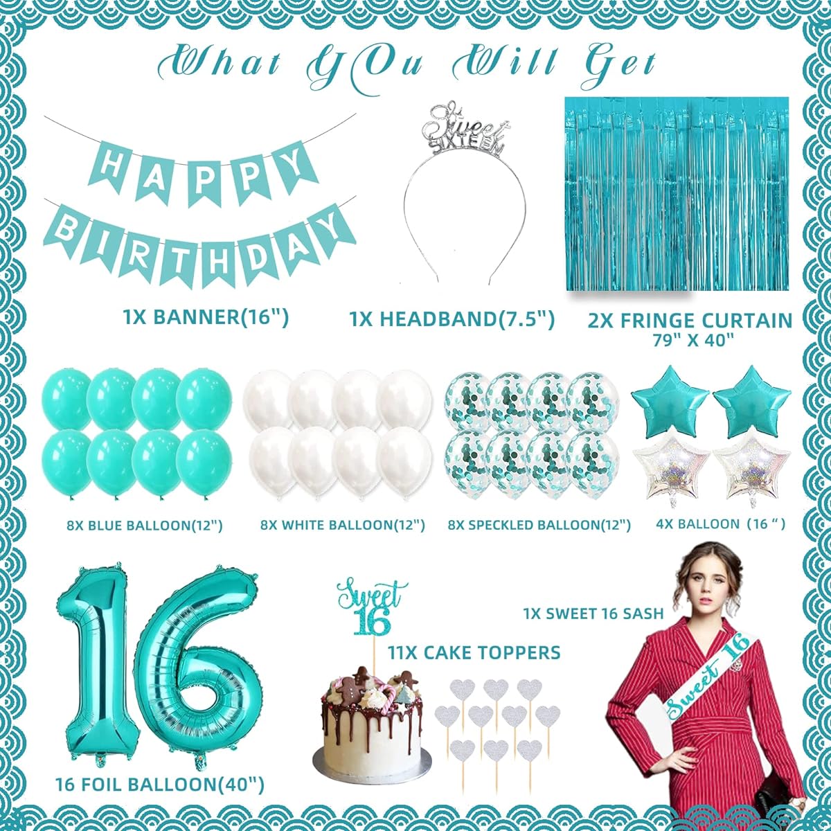 blue 16th birthday decoration