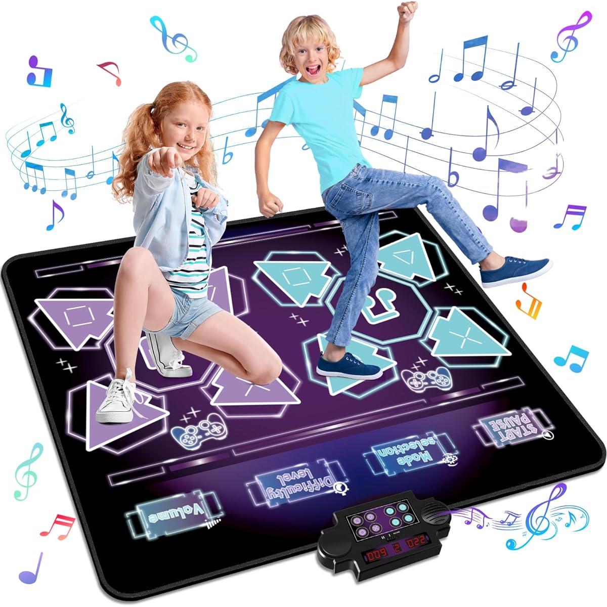 MAVREC TOYS Double Dance Mat, Dance Mat for Kids Ages 4-8, Music Dance Game, Toddler Dance Pad with Single/Double Player Mode, LED Lights, 8 Demo Songs, Challenge Mode, 3 Pack, Great Gift for Boys and Girls