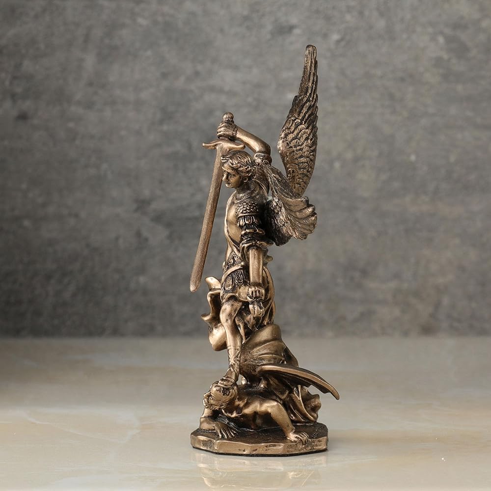 Veronese Design 10cm - Archangel St. Michael Slaying Demon Statue Figurine