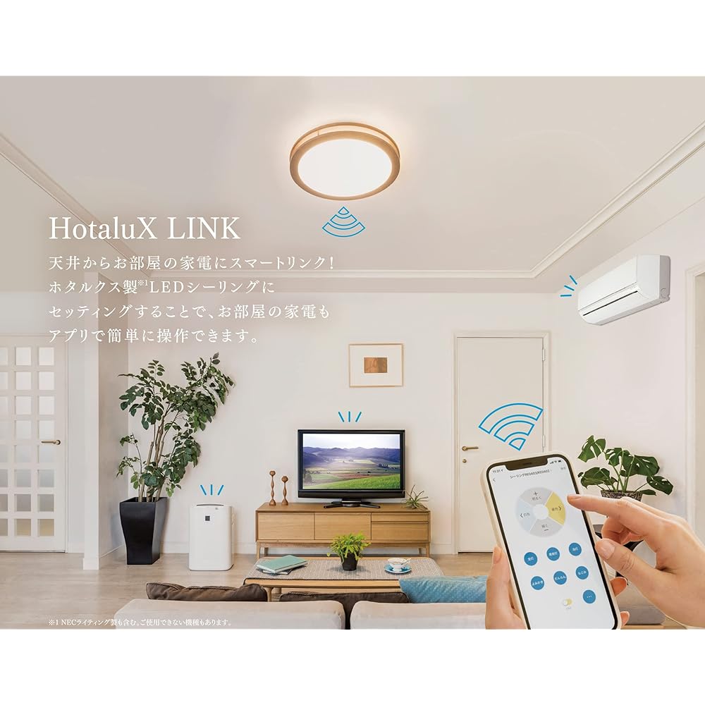 HotaluX LED Ceiling Light Compatible with Alexa, Equipped with smart remote control, HLDC12L208 Applicable tatami area ~ 12 tatami (Japan Lighting Industry Association standards) 5499lm Dimmable color type Night light HotaluX LINK White [Power saving mea