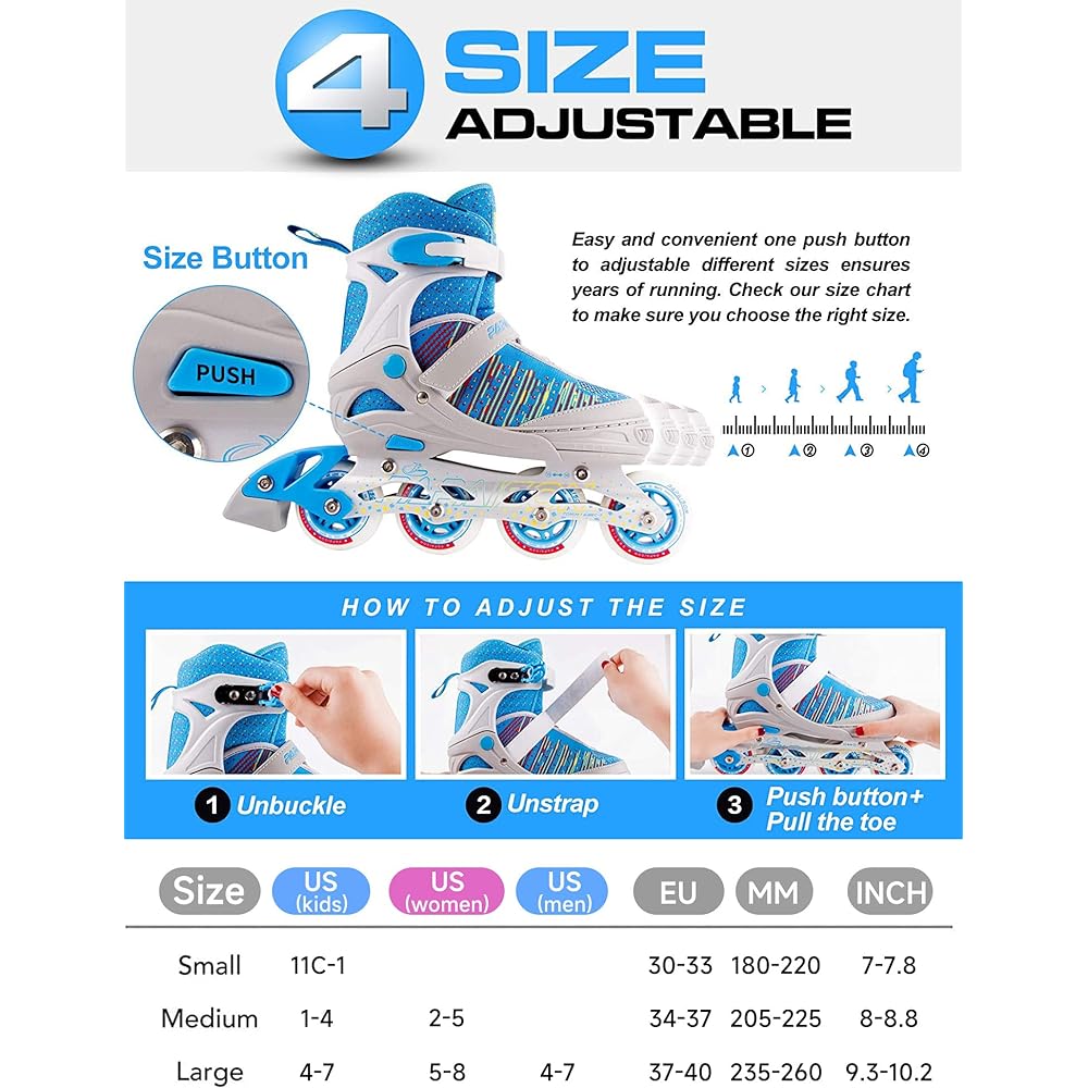 PAPAISON Inline Skates Roller Skates for Girls Boys Beginners Adults Kids Children's Inline Skates Size Adjustable