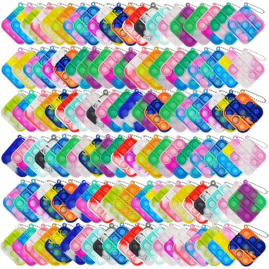 120 pcs Mini Pop Bubble Fidget Toys for Party Gifts, Small Silicone Pop Keychains Bulk Classroom Favors, Goodie Bag Fillers, Christmas, Valentines Gifts for Kids and Students