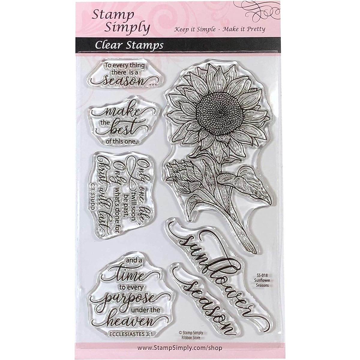 Stamp Simply Clear Stamps Sunflower Seasonal Garden Flower Christian Religious 4x6 inch Sheet - 7 Count