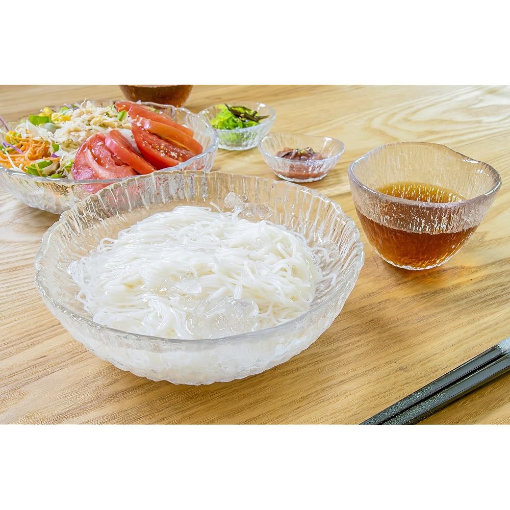 ADERIA Shonai Craft Glass Tableware Small Bowl Clear Diameter 7.5 x Height 6.8cm Sleet Bean Bowl Pack of 6 Made in Japan Crystal Glass F-70395