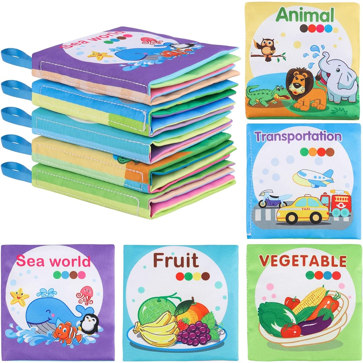 Baby Bath Books 5 Pieces Non-Toxic Waterproof Durable Preschool Toys for Babies Toddlers Kids Baby Books