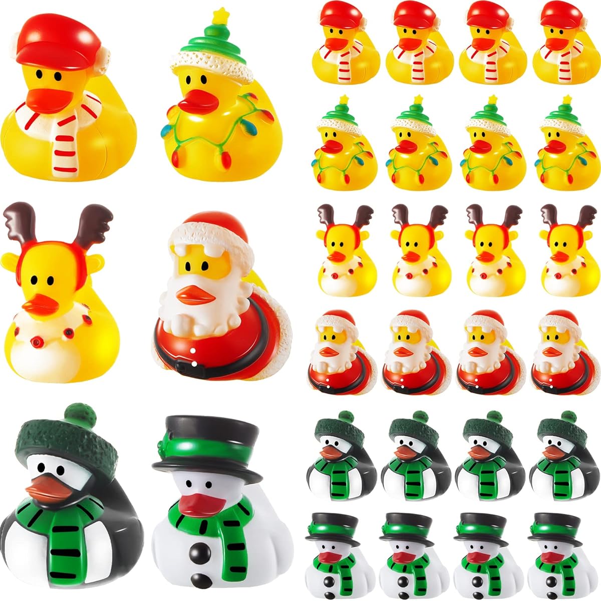 48pcs Christmas Rubber Duck Toys Fancy Christmas Duck Party Decorations Small Rubber Ducks Funny Rubber Ducks for Christmas Winter Holiday Birthday Pool Bath Classroom Giveaways Goodie Bag Fillers 2.4 inch