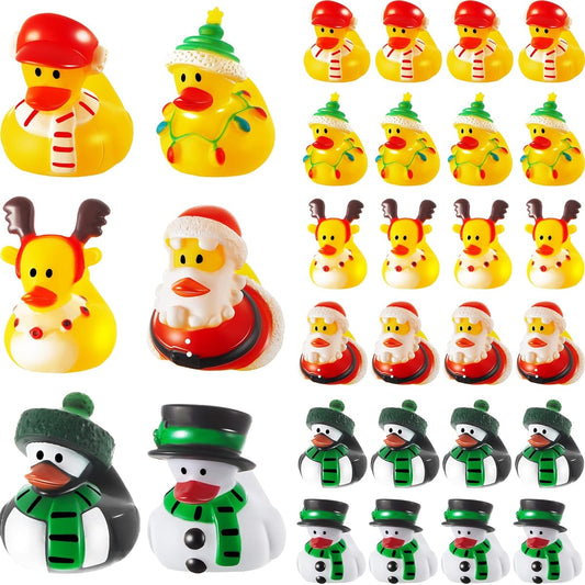 48pcs Christmas Rubber Duck Toys Fancy Christmas Duck Party Decorations Small Rubber Ducks Funny Rubber Ducks for Christmas Winter Holiday Birthday Pool Bath Classroom Giveaways Goodie Bag Fillers 2.4 inch