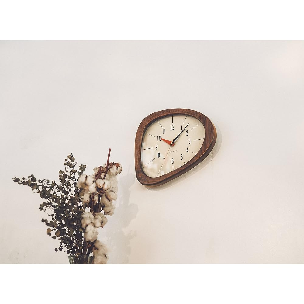 Interform Wall Clock Kino CL-3881BN Brown Wood Asymmetrical Sweep Movement