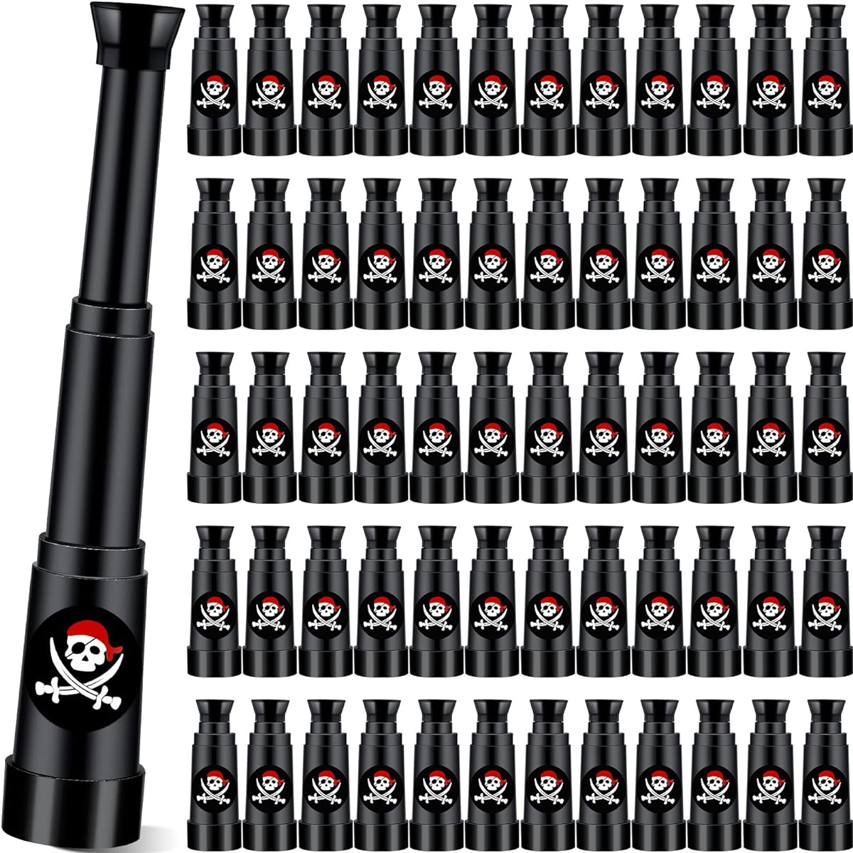 Plastic Pirate Telescope Party Favors Pirate Theme Party Telescope Mini Monocular Toy Pirate Theme Birthday Party Supplies Halloween Treasure Hunt Pretend Play Black 2.6~5.5 Inch (80 Pieces)
