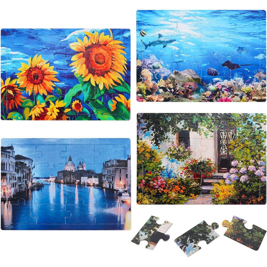 4 Pack 16 Large Piece Puzzles Dementia Alzheimer Products Activities for Seniors Easy Puzzles for Adults Gifts for Seniors 4 Styles (4 Pieces)