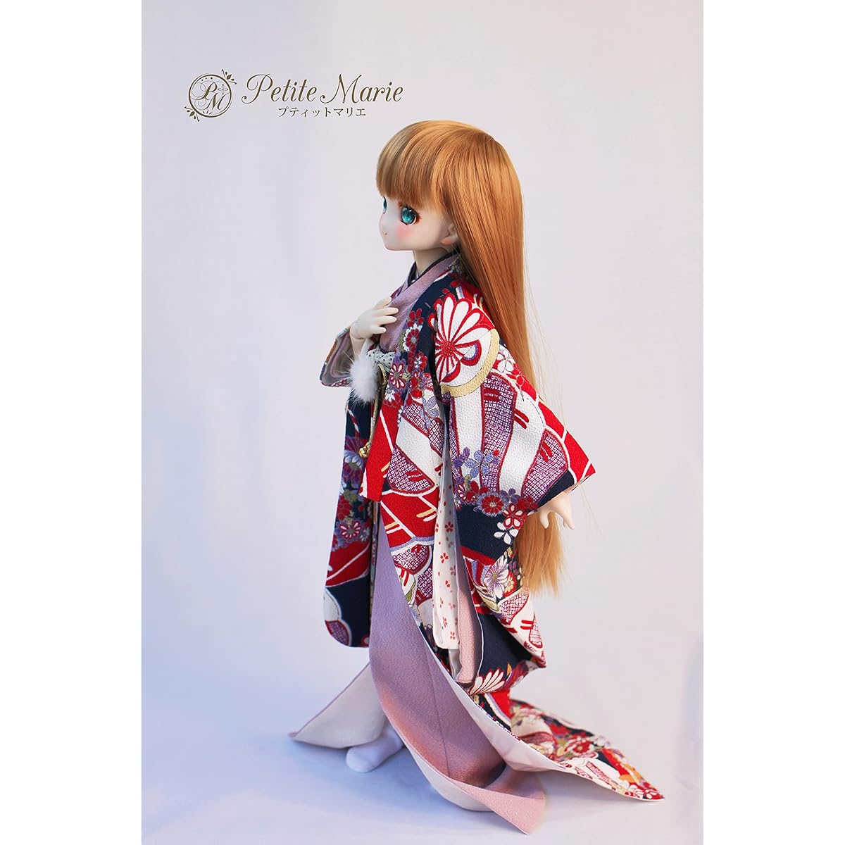 Marie] 1/3 MDD DDP compatible formal wear 9-piece set (uchikake, kimono, under-kimono, obi, obiage, obijime, 2 waist strings, fur decoration, tabi) Four Seasons of Sagano Purple Japanese pattern kimono 40cm doll BJD doll clothes [Petite Marie] [No.0179]
