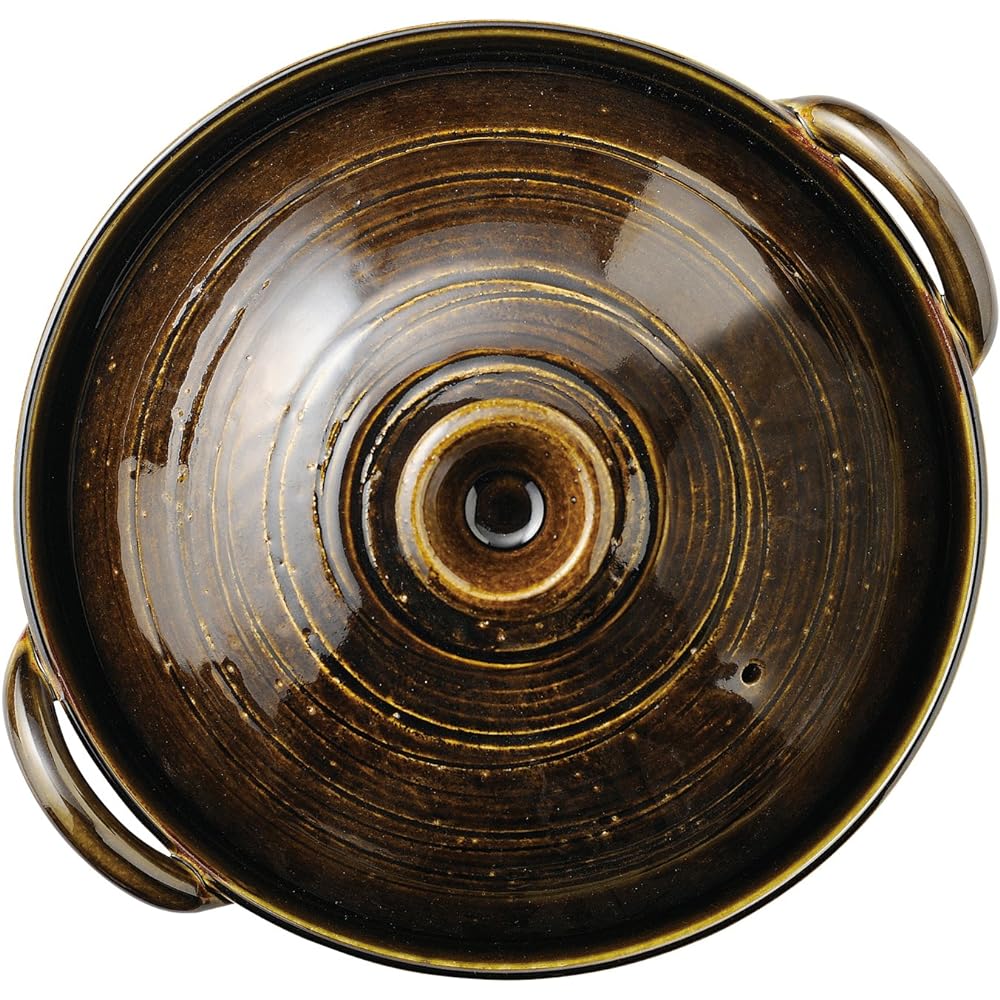 Banko-yaki earthenware pot, cooking pot, No. 9, for 3-4 people, approx. 2400ml, Oribe Tenmoku, open flame compatible, made in Japan 15776