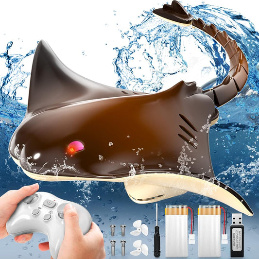 EPPO Remote Control Shark Stingray Toy Simulation Scale Robot Fish for Swimming Pool Bathroom Great Gift RC Boat Toys for Ages 4 5 6+ Boys and Girls Christmas Birthday Gift