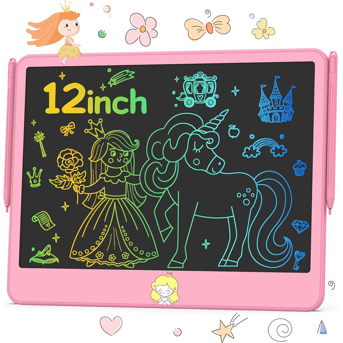 Hockvill LCD Writing Tablet for Kids 8.8 Inch 3pcs 1 Pack Girls Boys Drawing Pad for 3 4 5 6 7 8 Year Old Kids Toddlers Doodle Board Travel Essentials Christmas Birthday Gifts for Children