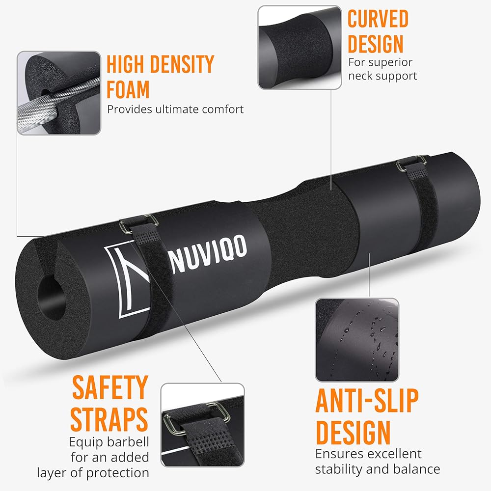 Nuviqo Barbell Pad Squat Pad for Lunges Squats Hip Thrust Foam Sponge Pad Relieve Neck and Shoulders During Training