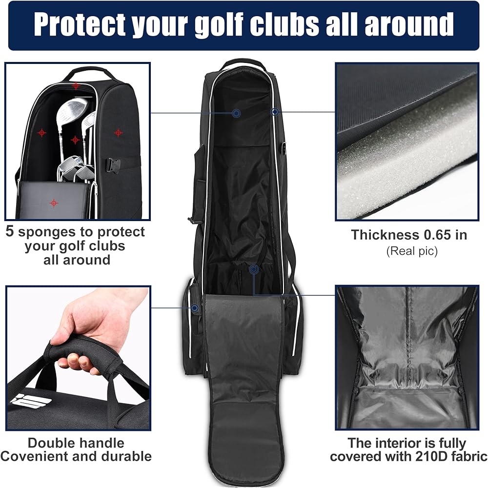 Partage Golf Travel Bag with Wheels Golf Travel Case for Airline Black
