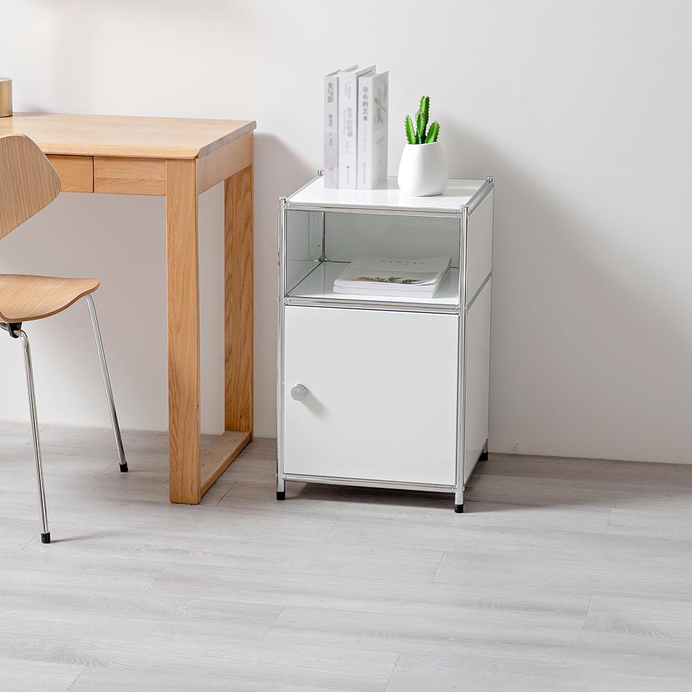Side Table Night Table Module Table Modular Furniture Bed Area Storage Night Table Korean Interior Side Table Korean Furniture Storage (White)
