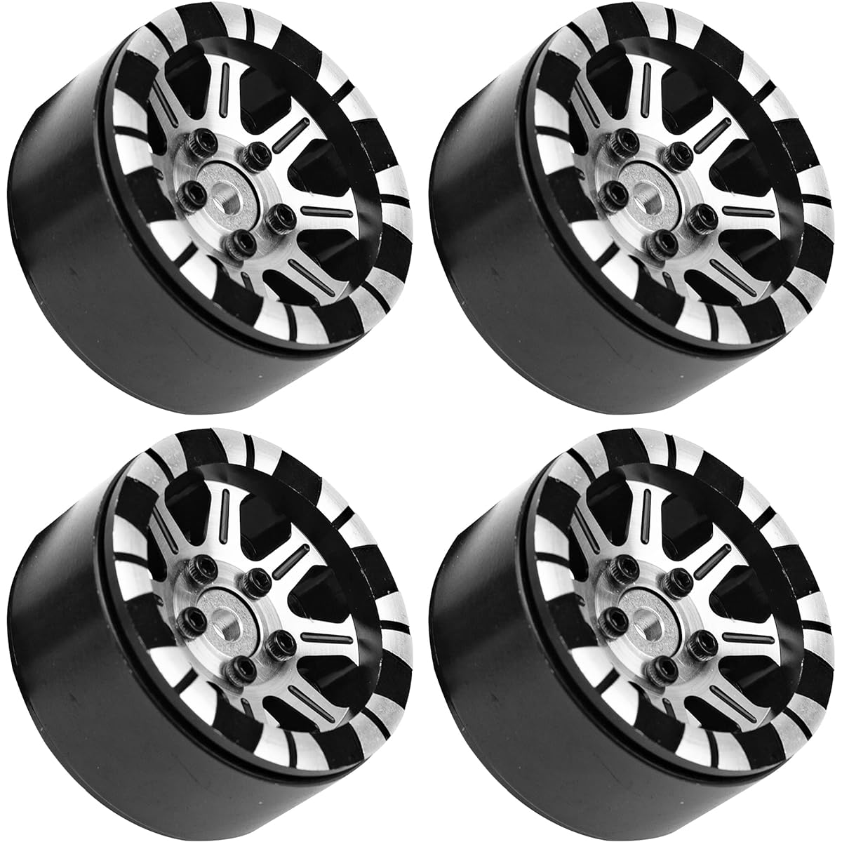HIRCQOO Metal 1.9" Beadlock Wheel Rims 4 Pack 12 Hex Hub CNC Machined Compatible with Axial SCX10 90046 SCX10-III Redcat Gen7 Gen8 RC4WD D90 Traxxas TRX4 MST 1/10 RC Crawler