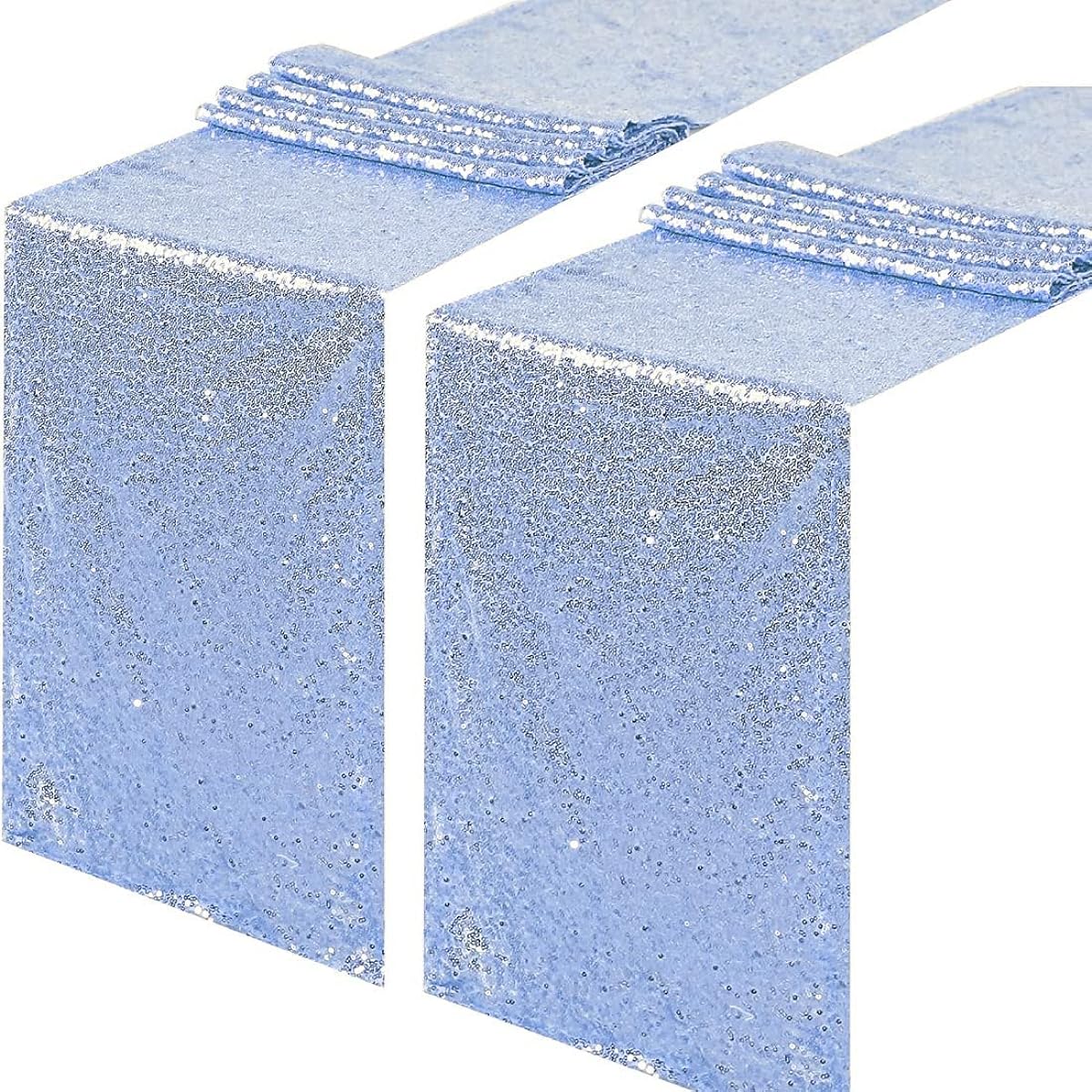 Poise3EHome Sequin Wedding Table Runner Glitz Baby Shower Party Cake Table Decorations (12x72-2pcs, Baby Blue)