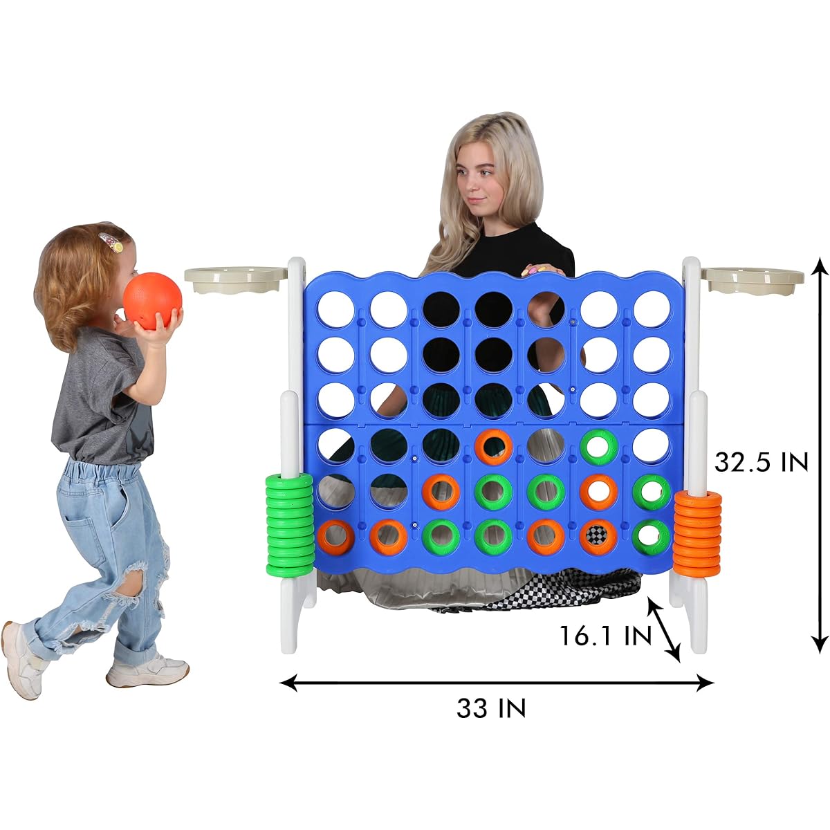 LDDAL SDADI Giant 4" Parallel Connect Game, Basketball Activity Backyard Floor Game for Kids and Adults, 33" Board Game for Outdoor and Indoor Play, Family Fun Game, Blue/White
