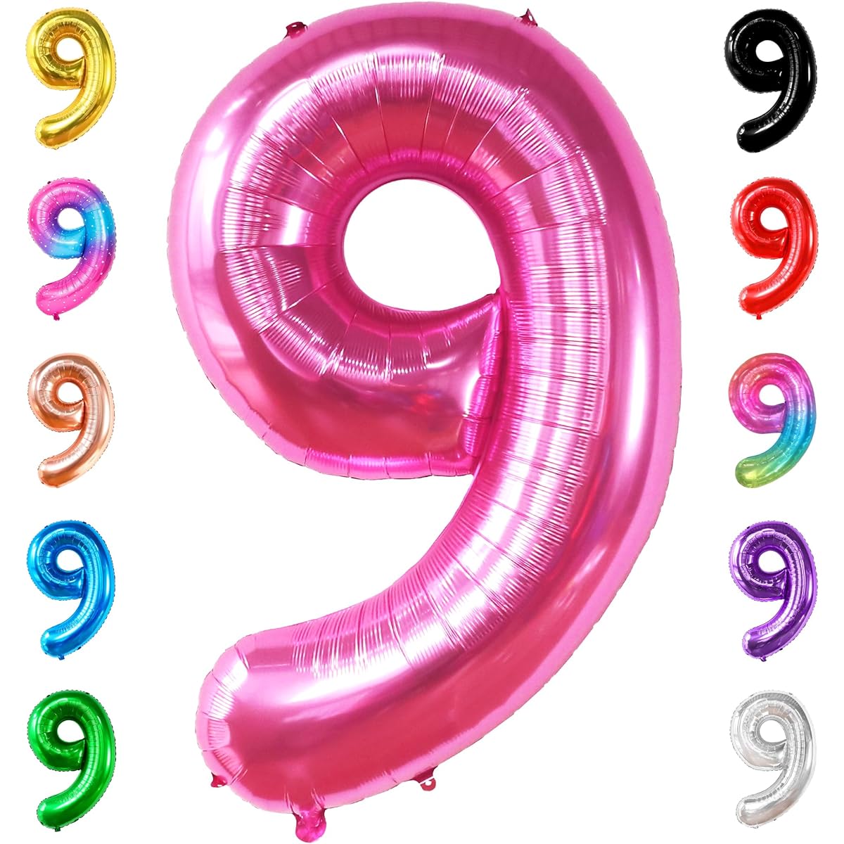 Pink number 9 foil balloon