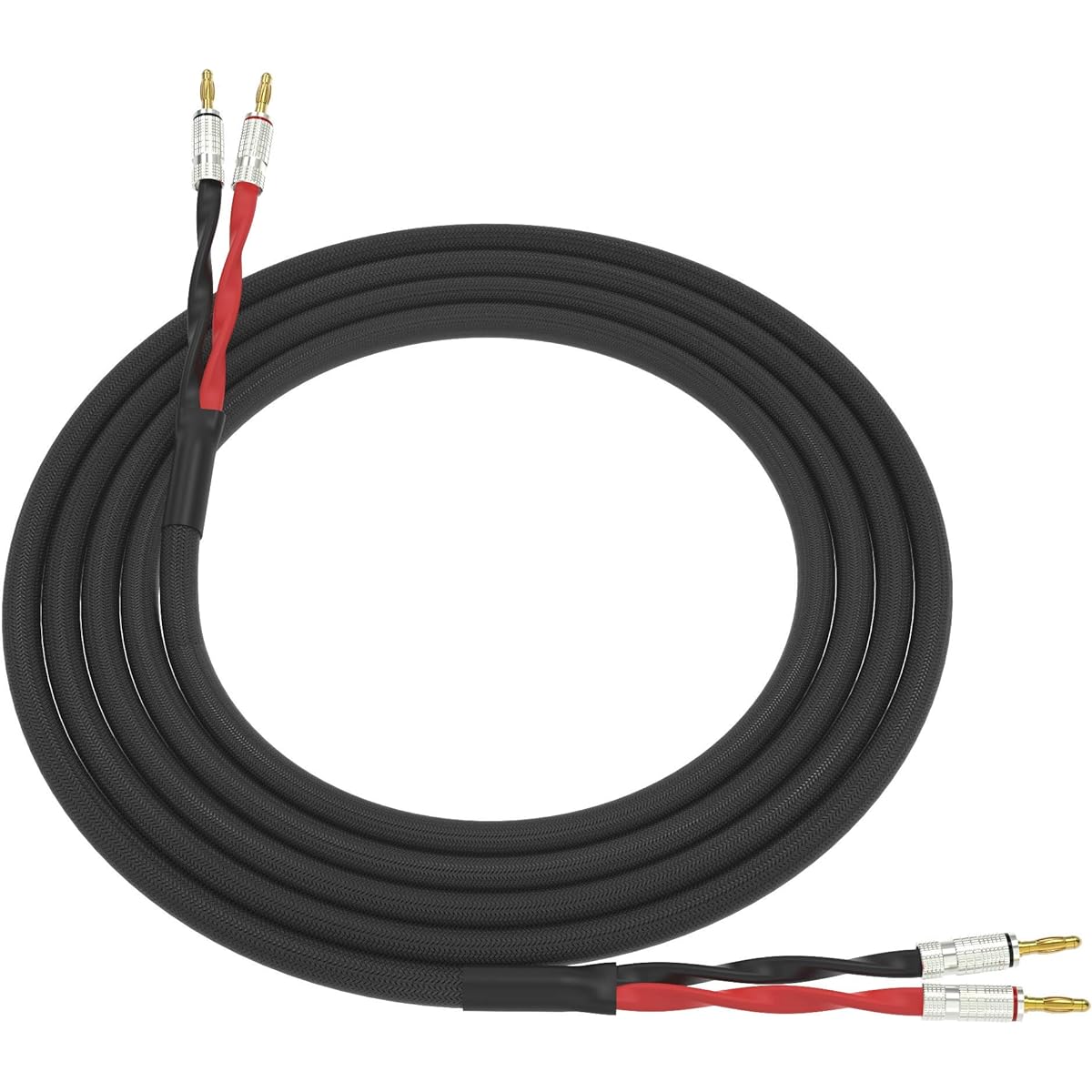 ChromaLeaf Canare 4S11 Professional Audio Speaker Cable Premium Gold Plated Banana Plug Black TechFlex 6ft Made in the USA