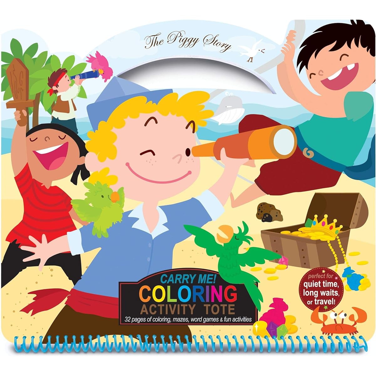 The Piggy Story 'Pirates Ahoy!' Carry Me! Spiral Bound Activity Tote for Kids