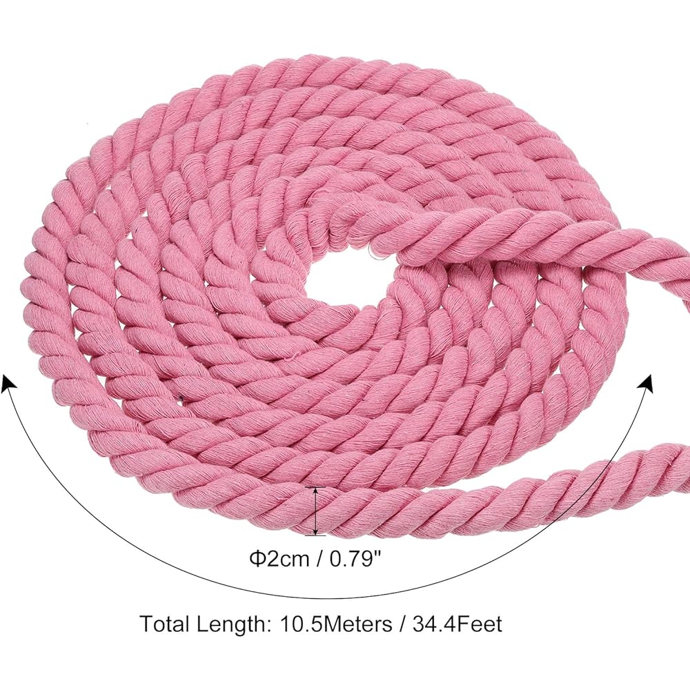 PATIKIL 34 Feet Tug of War Rope for Adults and Teens, 3 Braided Natural Cotton Rope with Flag for Yard Games and Team Building Activities, Pink