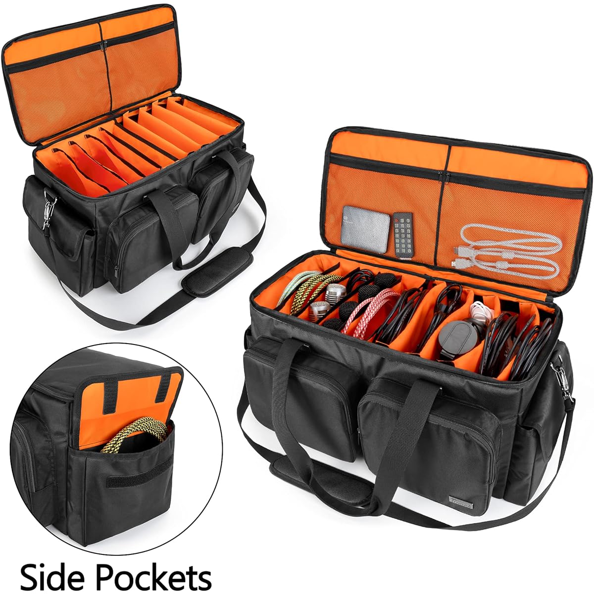 Trunab DJ Cable File Bag with Removable Padded Bottom and Dividers, Travel Gig Bag for Professional DJ Gear, Instruments and Accessories