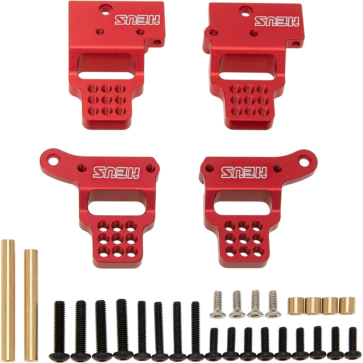 MEUS RACING Aluminum Multi-Hole Shock Mount Metal Adjustable Shock Tower Bracket for 1/18 RC Crawler Car TRX-4M TRX4M (Red)