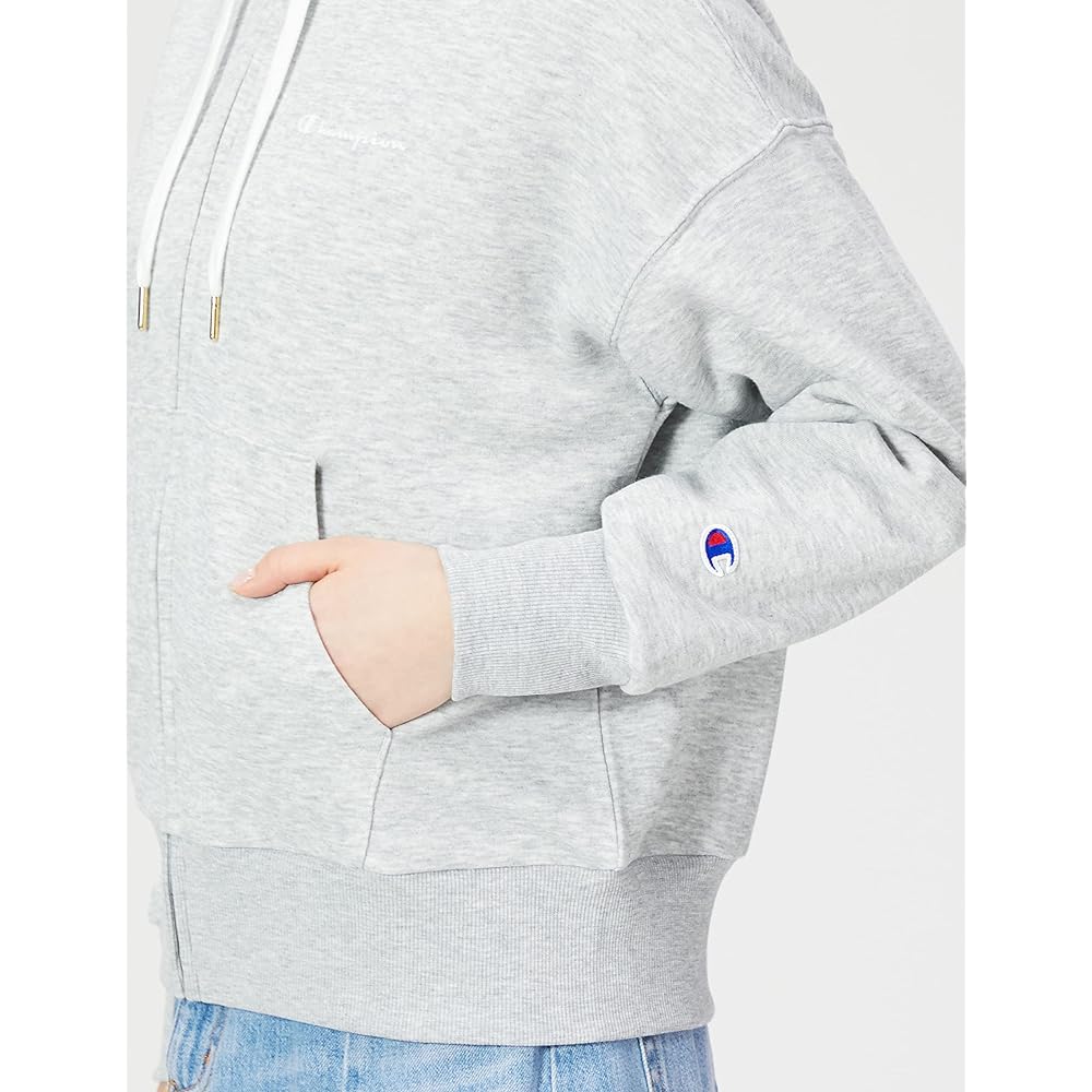 [Champion] Hoodie Stretch Script Logo Relaxed Fit Zip Hooded Sweatshirt Women's Sports CW-VS101