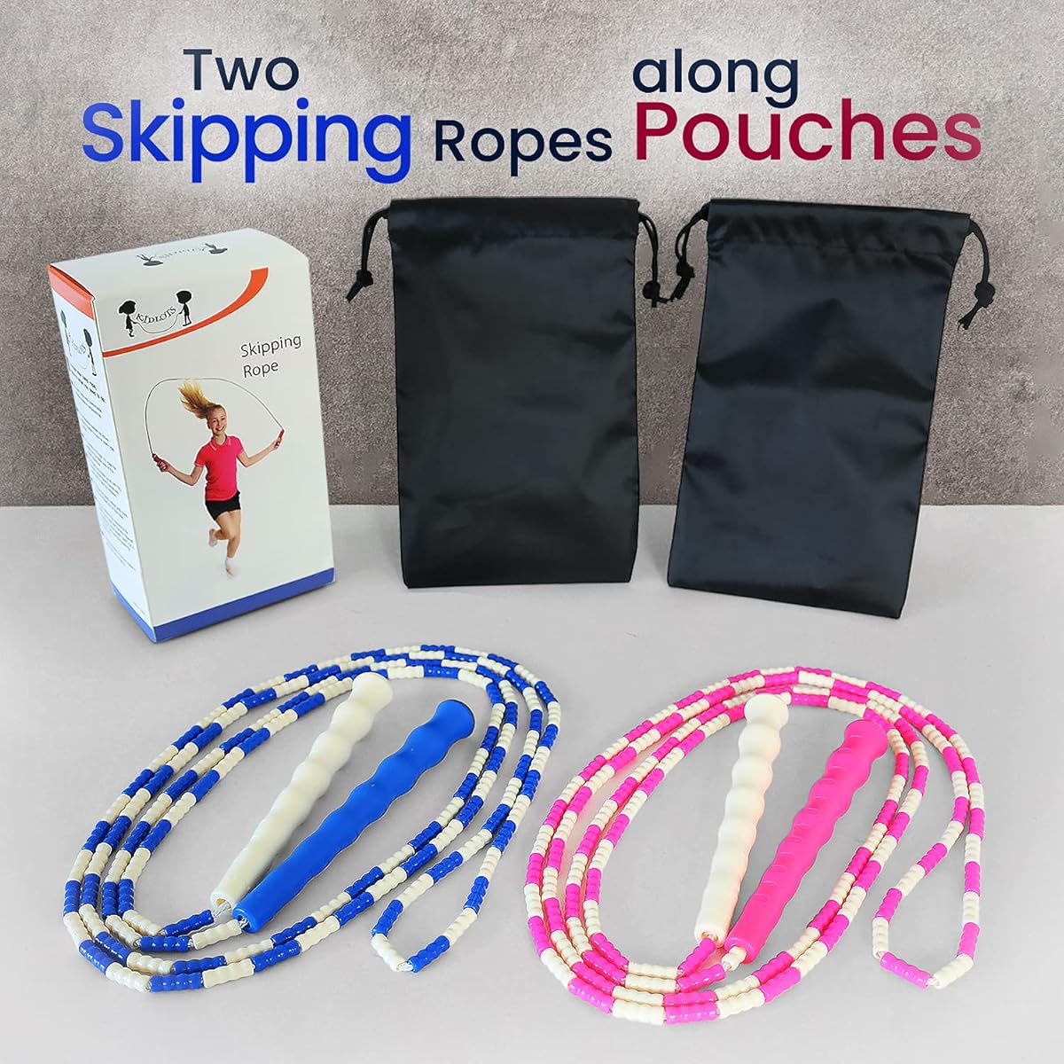 Skipping Rope Easy to Handle Soft Beaded Jump Rope Speed Skipping Rope Soft Beaded Skipping Rope Kids Skipping Rope for Indoor Outdoor Exercise Tangle-Free Skipping Rope for Kids Exercise Equipment