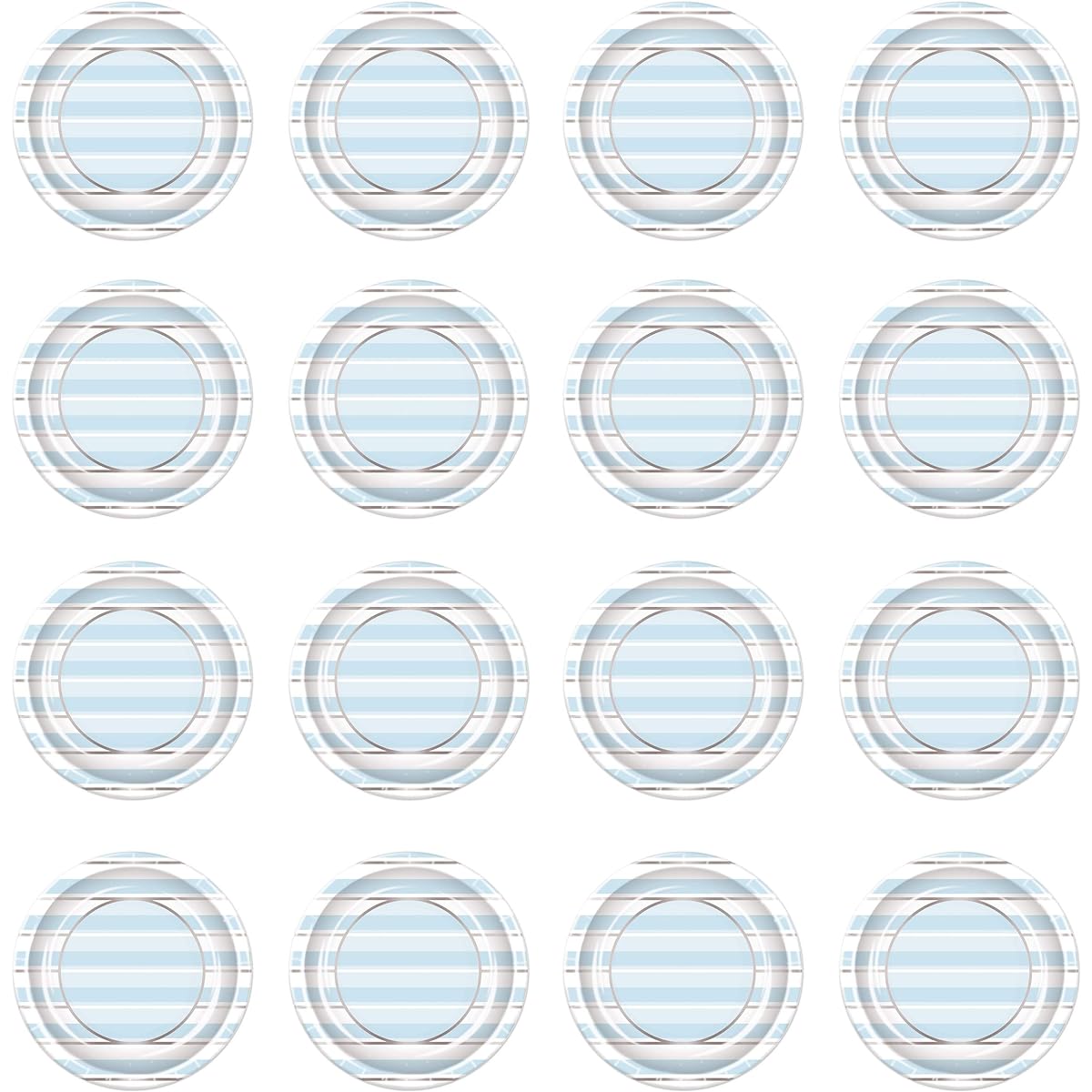 Beistle Striped Paper Plates 16 pcs 1st Birthday Tableware Boy Baby Shower Party Supplies 9 Inch Light Blue/White/Silver
