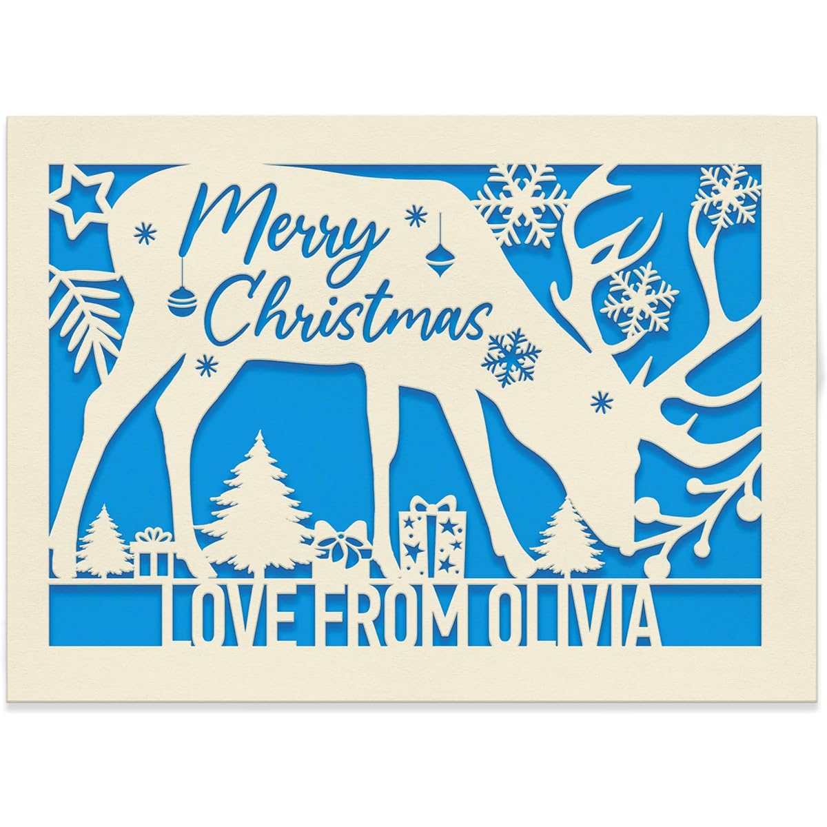 Personalized Christmas Card Gifts for Kids Girls Boys Daughters Christmas Santa Favor Cards Grandson Granddaughter Grandpa 2022 with Envelope (Blue)