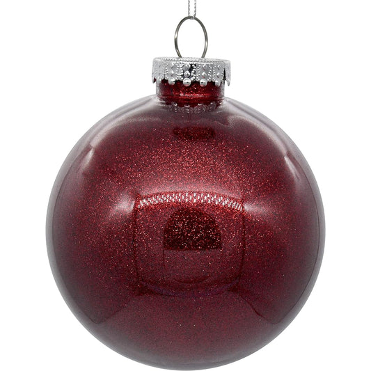 Vickerman 4" Clear Ball Christmas Ornaments Glitter Decor Holiday Christmas Tree Decorations Pack of 12, Teal