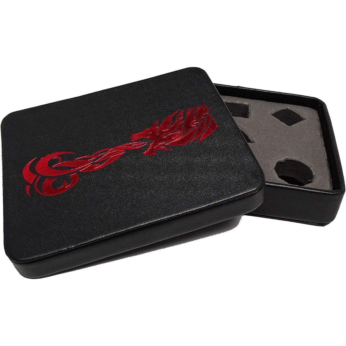 Leather Lite Dice Display and Storage Case - Perfect for Plastic, Metal, Stone, and Wooden Dice (Red Dragon)