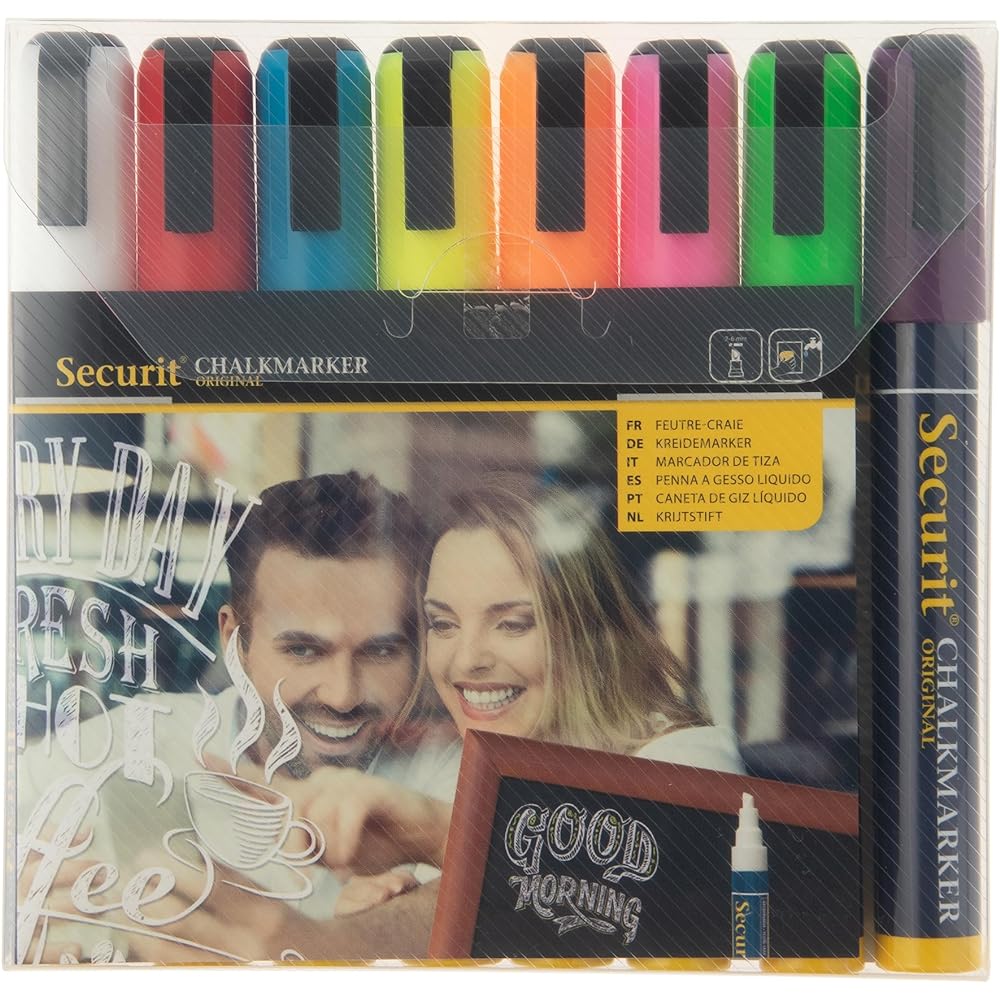 Securit Chalk Marker [Regular] Basic Assortment 14.5 x 2.2 x 1.7cm 8 pieces SMA510-V8