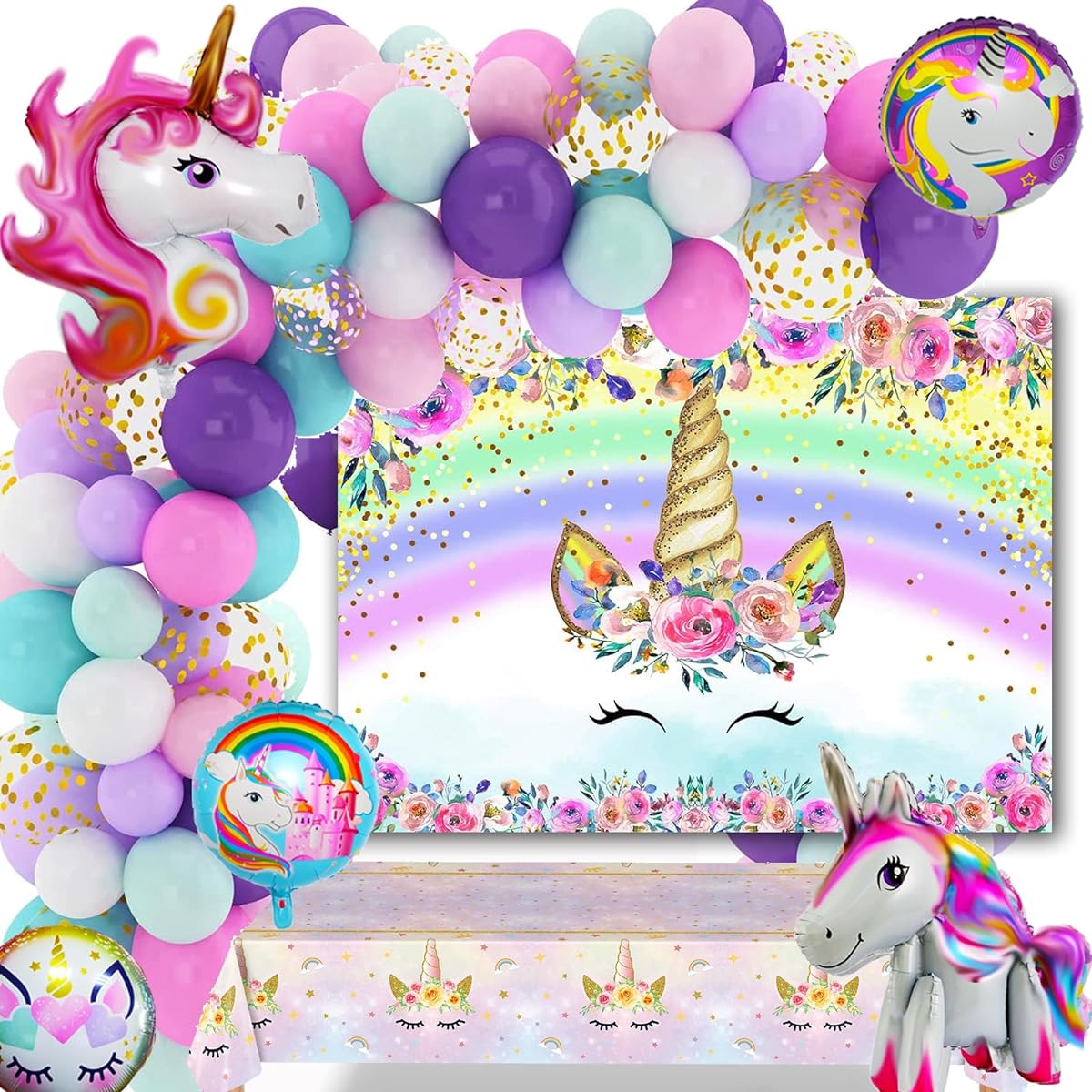 Lnkdeya Unicorn Birthday Party Decorations for Girls