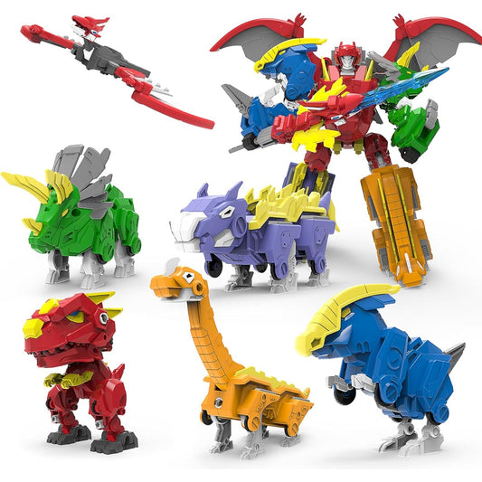 CSDCSD Dinosaur Transformation Toy 6-in-1 Large Robot Toy for 6-8 Years Old Boys & Girls (10 Inch (6 in 1))