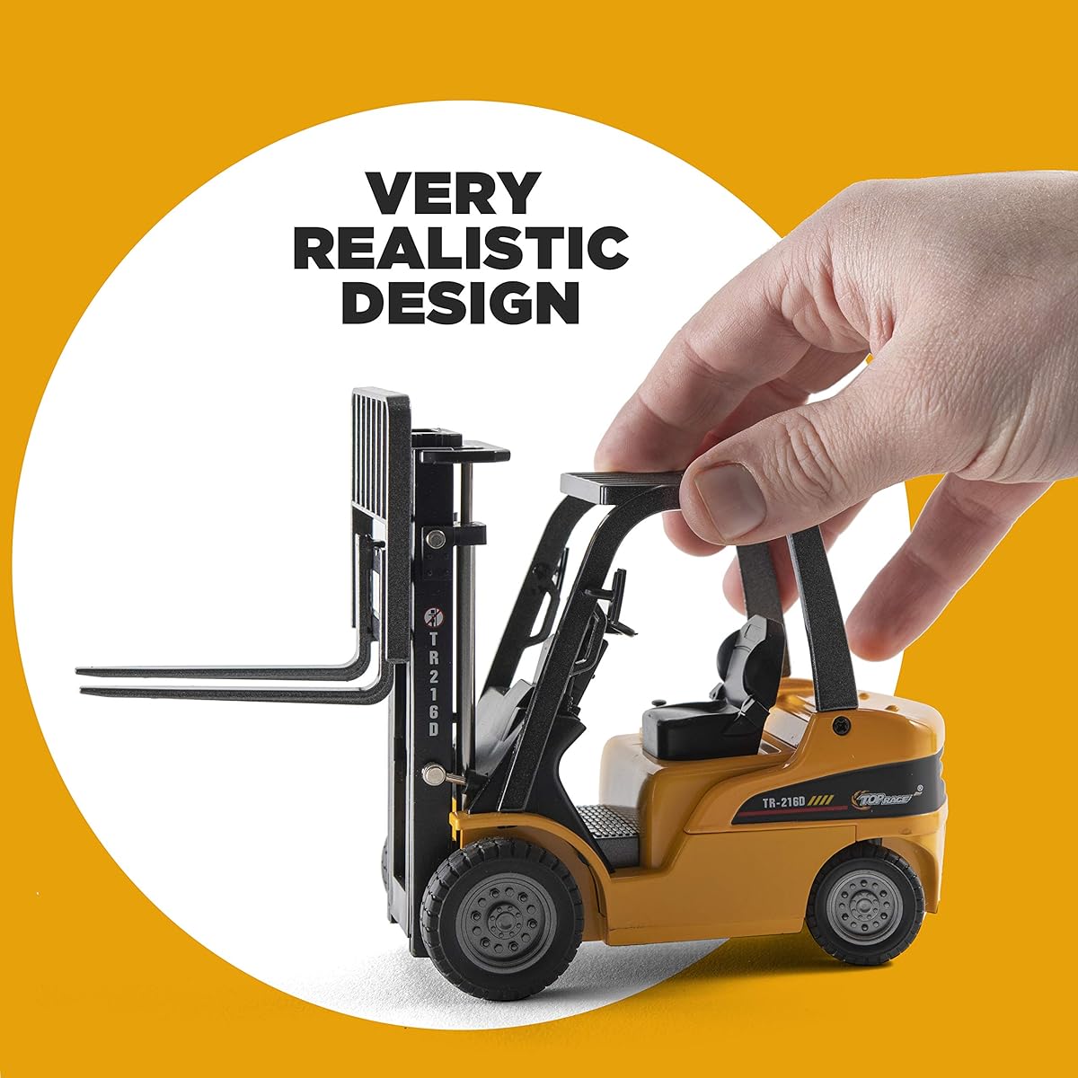 Top Race Metal Die Cast Construction Set of 2 Heavy Metal Forklift Road Roller Heavy Rubber Tires 1:50 Scale TR-162