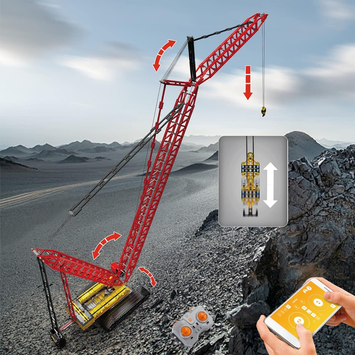 Mould King 17015 Crawler Crane LR13000 Building Block Kit Technical Construction Vehicle Model with Motor/App Remote Control, Gift for Kids Ages 8+, Collection Lovers(4318 Pieces)